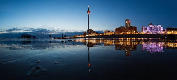 British Airways i360 in Brighton at low tide British Airways i360 in Brighton at low tide