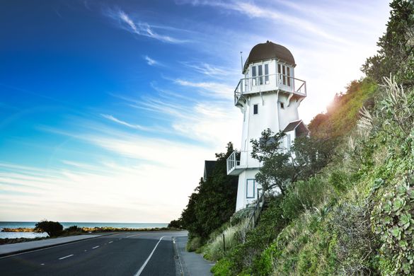 From Wellington's Lighthouse accommodation visitors can see the South Island from the site on Island Bay. From Wellington's Lighthouse accommodation visitors can see the South Island from the site on Island Bay.