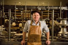 Optimo hats - Graham Thompson with hat presses