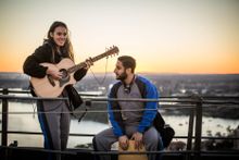 Sydney Acoustic Duo performing on the Sydney Harbour Bridge
