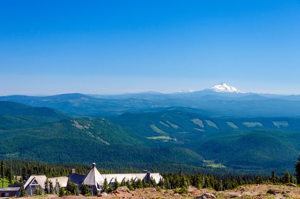 Timberline Lodge in the summer (Mt. Jefferson in background)