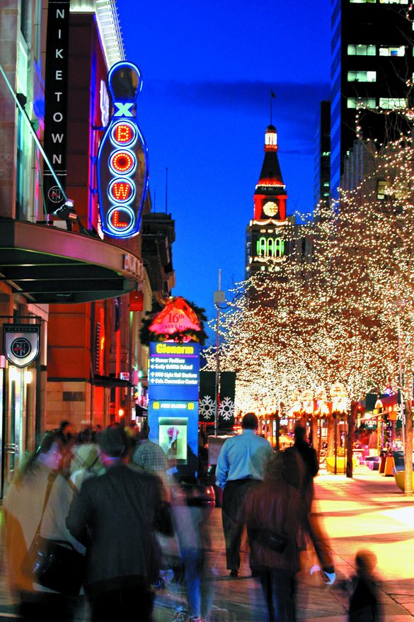 The 16th Street Mall in downtown Denver is home to over 300  stores and over 50 restaurants