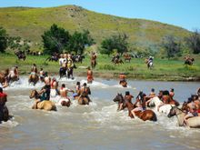 Reenactment of the Battle of Little Bighorn, Native American ride, Lonesome Spur Working Guest Ranch, Montana 