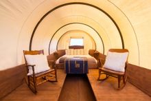 Western Wagon Glamping, interior, Goosewing Working/Guest Ranch, Wyoming