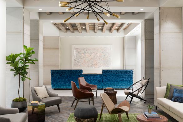The living room lobby of the Kimpton Aertson Hotel in Nashville, TN.