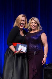 Anne Candy - owner of Signature By Anne Candy accepting her award from Luxperience founder Helen Logas at 2016 Awards
