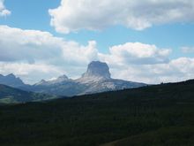 Chief Mountain can be seen from the Chief Mountain International Highway.