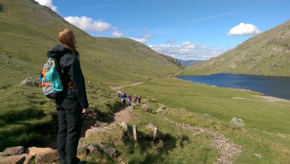 Walking down from Scafell Pike