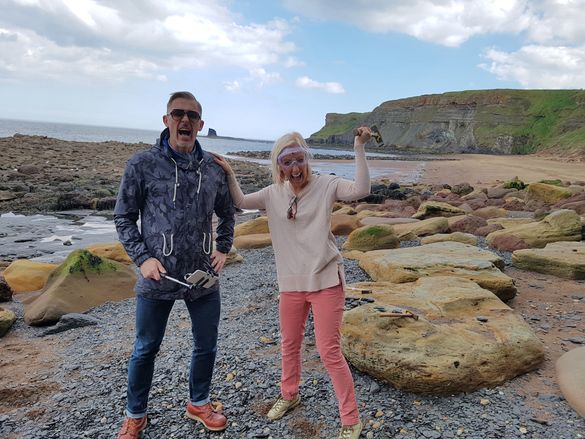 Lyndsey & James hunting for dinosaur fossils in Whitby