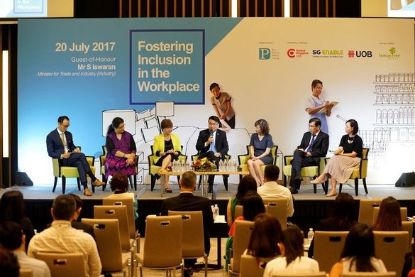 [From left to right] Mr Tan Yong Kai, Inclusive Hiring Advocate Ms Aradhana Lal, Vice President - Sustainability Initiatives, The Lemon Tree Hotel Company; Ms Denise Phua, Mayor, Central Singapore District and President, Autism Resource Centre; Mr Gino Ta