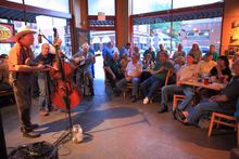 Fiddler Bobby Hicks, a 10-time Grammy nominee, plays host and fiddles at  Zuma Coffee’s Thursday night bluegrass jam in Marshall