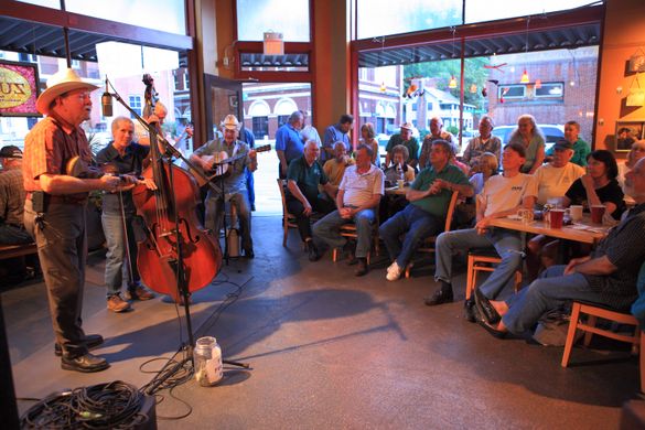 Fiddler Bobby Hicks, a 10-time Grammy nominee, plays host and fiddles at  Zuma Coffee’s Thursday night bluegrass jam in Marshall