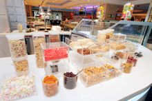 A selection of condiments to go with homemade ice cream, Carousel, Royal Plaza on Scotts