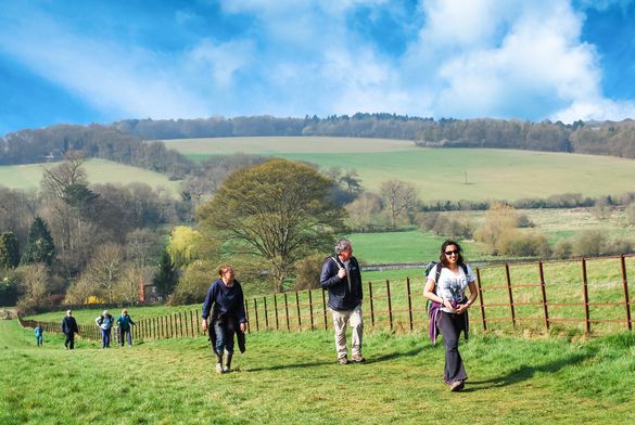 Chiltern Walking Festival participants at Chess Valley, near Sarratt, Bucks