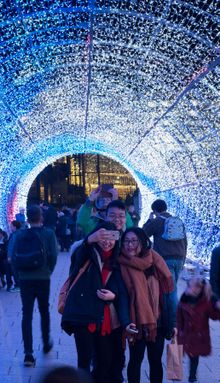 A selfie in the Tunnel of Light, Norwich. Norfolk, UK 