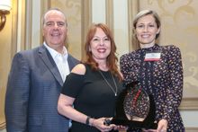 CNTB's Director North America Ms. Ina Rodin with Virtuoso's CEO Matthew Upchurch and Angela Roditi receiving 2017 Ambassador of the Year recognition.