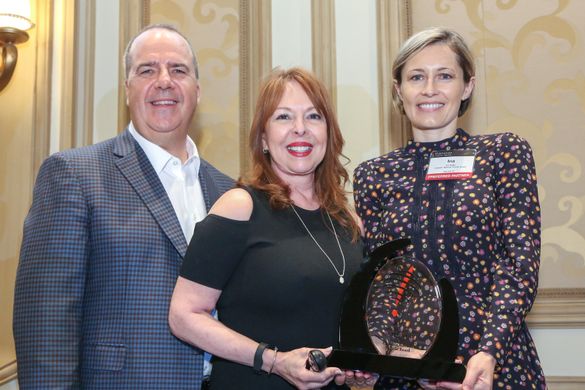 CNTB's Director North America Ms. Ina Rodin with Virtuoso's CEO Matthew Upchurch and Angela Roditi receiving 2017 Ambassador of the Year recognition.