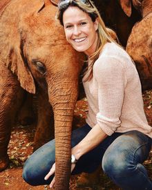 Olympian Crista Cullen visiting one of the projects supported by Sketch for Survival, The David Sheldrick Wildlife Trust
