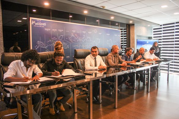 Representatives from MMPRC and the Ministry of Tourism attend the official signing ceremony of the Maldives Marketing and Public Relations Corporation (MMPRC) Photography Ambassador Program.