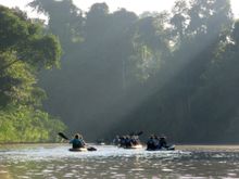Kayaking on an Amazon tributary.