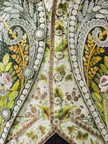 Coat (detail), France, c 1800, Los Angeles County Museum of Art, gift of B Rich; Vest (detail), France, c 1800,
