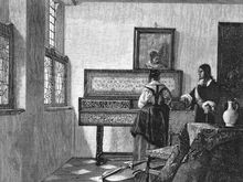 The Music Maker and his Pupil, wood engraving c. 1880 after Vermeer.