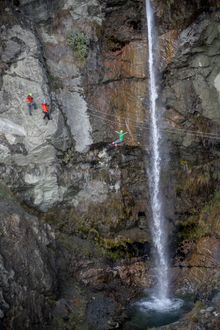 The Lord of the Rungs climb is for climbers with good fitness and a taste for adventure, but anyone who can climb a ladder can do Wildwire Wanaka's lower waterfall climbs. 