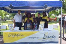 Brightline teammates, in coordination with City of Miami Police officers, provided Overtown residents with back to school supplies and education on rail safety at an event Saturday