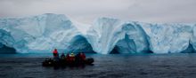 Zodiac cruise along ice shelf in Commonwealth Bay