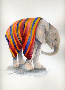 Angela Sheldrick watercolour for Sketch for Survival 'Wrapped Warm'