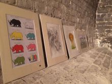 Some of the Sketch for Survival artwork on display at the Crypt Gallery