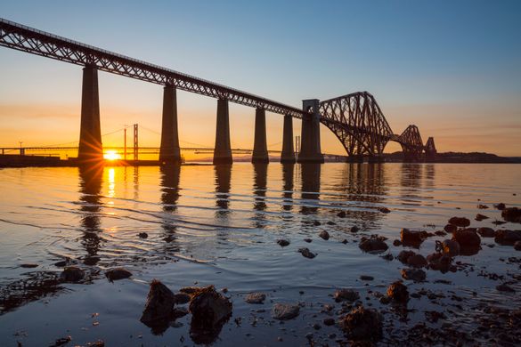 Forth Bridge at sunset, South Queensferry
