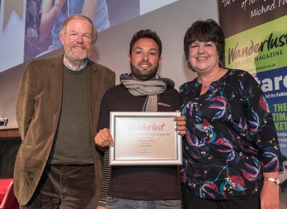 (l-r) Bill Bryson, Khalid Lamlih, Lyn Hughes (l-r) Bill Bryson, Khalid Lamlih, Lyn Hughes