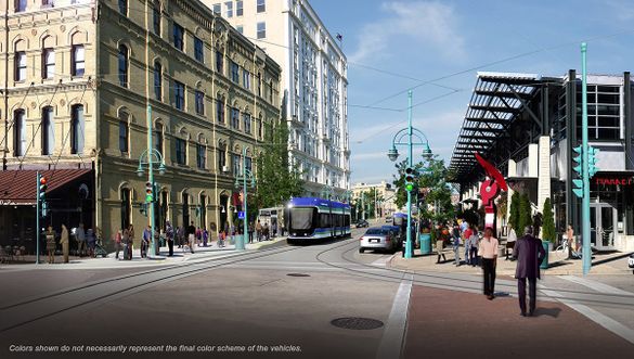 A rendering of Milwaukee's streetcar on its initial 2.5-mile route.