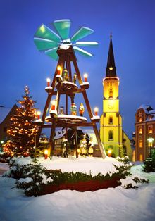 Giant Christmas pyramid in Stollberg, Ore Mountains