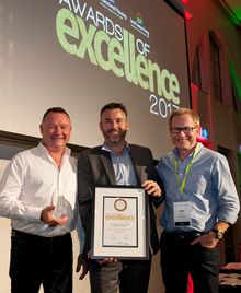 (Left)NSW Crown Holiday Parks Trust Regional Park Manager Allan Thomas (Middle) North Coast Holiday Parks (NCHP Evans Head Manager Adrian Easdown celebrate their outstanding wins
