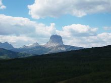 Chief Mountain can be seen from the Chief Mountain International Highway.