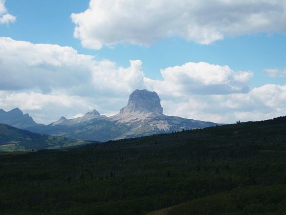 Chief Mountain can be seen from the Chief Mountain International Highway.