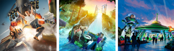 Thrilling new attractions will launch guests further and faster than ever, including (left to right) the Fast & Furious - Supercharged ride at Universal Studios Florida, the world’s tallest river rapid drop at SeaWorld Orlando and Toy Story Land at Disney Thrilling new attractions will launch guests further and faster than ever, including (left to right) the Fast & Furious - Supercharged ride at Universal Studios Florida, the world’s tallest river rapid drop at SeaWorld Orlando and Toy Story Land at Disney