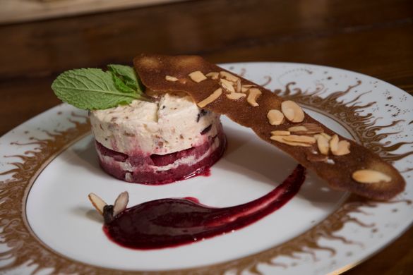 The winning dish, “Orlando’s Honey Nougat Glacé,” is an Italian meringue prepared with honey, nougat and fruit confit, on a red berries sorbet from Chef Catherine Delrieu of Mon Petit Cheri.