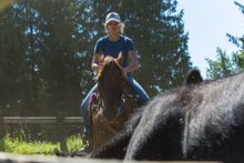 Western Pleasure Guest Ranch, Idaho, teen working the cattle