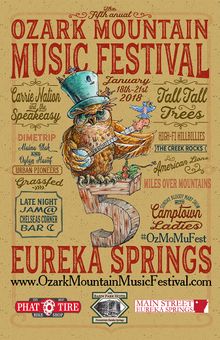 Ozark Mountain Music Festival returns to Eureka Springs Arkansas on January 18, 2018 and runs thru the 21st with 12 big bands.  http://www.ozarkmountainmusicfestival.com