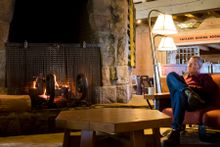 fireside reading at Timberline Lodge, Oregon's Mount Hood