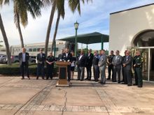 Brightline’s President and COO Patrick Goddard and community leaders highlight rail safety at press conference  on Friday, Jan. 19 in Boca Raton
