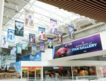MOA Media Row and the Fan Gallery with the past Super Bowl ticket display, historically displayed in the NFL Experience.