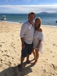 Sam Charlton, pictured with his wife Kerri-Ann, built a sustainable resort on the island he grew up on.