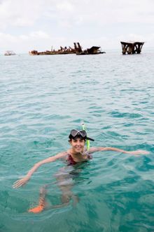Ashleigh Gentle gets ready to explore the wrecks off Tangalooma Resort on Queensland's Moreton Island during her pre-Commonwealth Games break. 