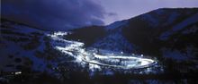 Bobsleigh run by night