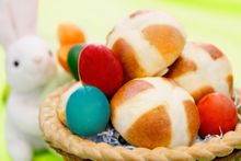 Hot cross buns and easter eggs at Carousel, Royal Plaza on Scotts