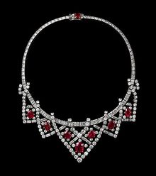 Cartier Paris  Necklace 1951, altered 1953 platinum, gold, diamonds, Burmese rubies 37.5 cm (length)